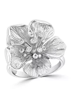  0.07 ct. t.w. Diamond Flower Ring in Sterling Silver