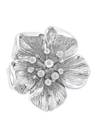  0.07 ct. t.w. Diamond Flower Ring in Sterling Silver