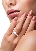 6.5-7 Millimeter Freshwater Pearls and 1/10 ct. t.w. Diamond Ring in Sterling Silver 