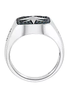 Men's 3/4 ct. t.w. London Blue Topaz Star Ring in Sterling Silver