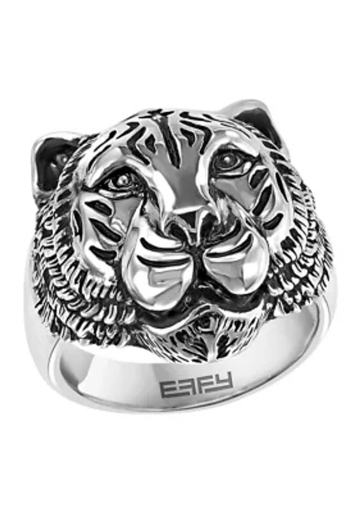 Men's Sterling Silver Tiger Ring 