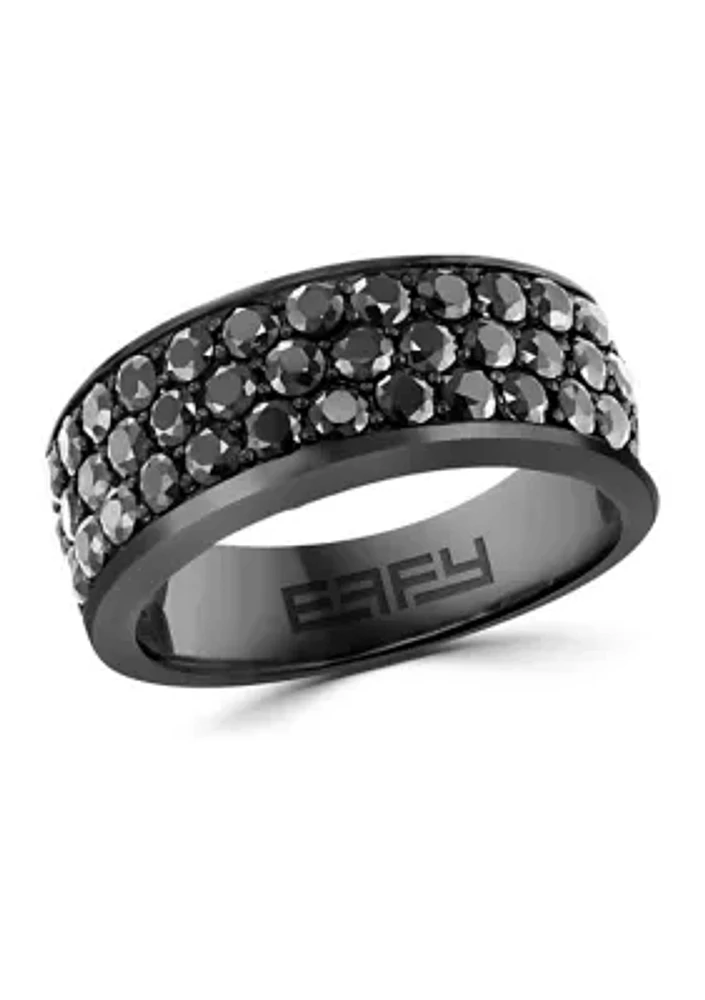 Men's Sterling Silver Black Spinel Ring 