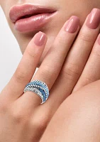 Blue Topaz Cable Faux Stack Ring in Sterling Silver 