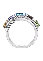 Amethyst, Blue Topaz, Citrine, Garnet, and Peridot Ring in Sterling Silver