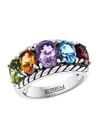 Sterling Silver 6.46 ct. t.w. Amethyst, Blue Topaz, Citrine, Garnet, and Peridot Ring