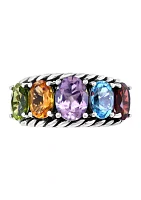 Sterling Silver 6.46 ct. t.w. Amethyst, Blue Topaz, Citrine, Garnet, and Peridot Ring