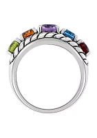 Sterling Silver 6.46 ct. t.w. Amethyst, Blue Topaz, Citrine, Garnet, and Peridot Ring