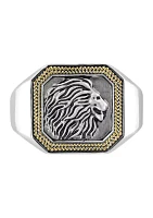 Men's Lion Ring in Gold Over Sterling Silver