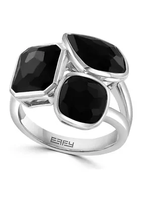 Onyx Cluster Ring in Sterling Silver