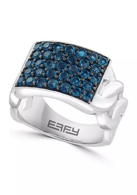 Men's 925 Sterling Silver London Blue Topaz Ring