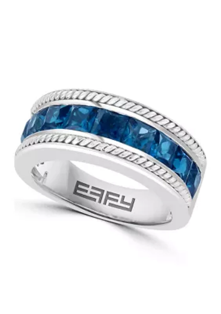 Men's 925 Sterling Silver London Blue Topaz Ring 