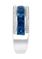 Men's 925 Sterling Silver London Blue Topaz Ring 