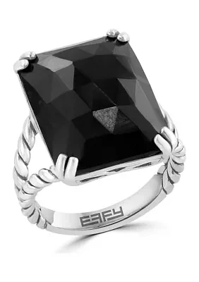 Onyx Cable Ring in Sterling Silver