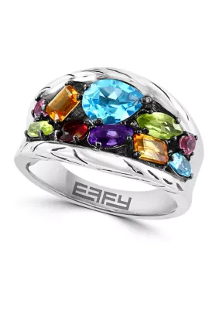 Amethyst, Blue Topaz, Citrine, Garnet, Pink Tourmaline, and Peridot Ring in Sterling Silver