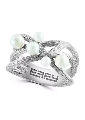 Freshwater Interlock Pearl Ring in Sterling Silver