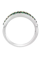 Men's White Sapphire and Emerald Ring in Gold Over Sterling Silver