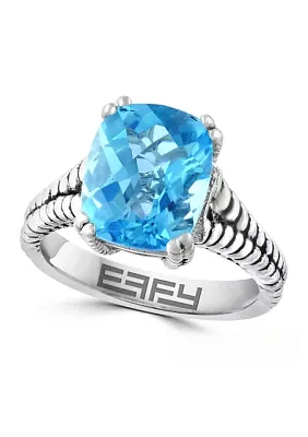 Blue Topaz Cable Ring in Sterling Silver