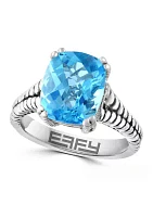 Blue Topaz Cable Ring in Sterling Silver