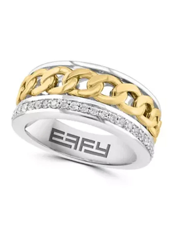 Men's White Sapphire Ring in Gold Over Sterling Silver