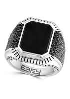 Men's Onyx and Black Spinel Ring in Sterling Silver