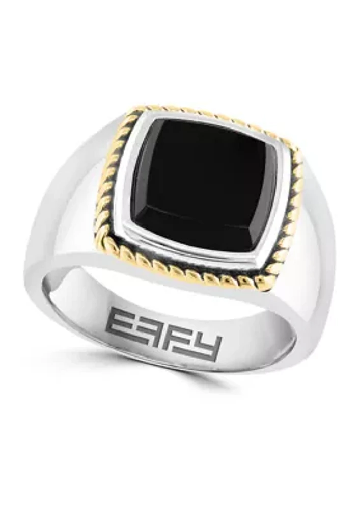 Men's Onyx Ring in Gold Over Silver