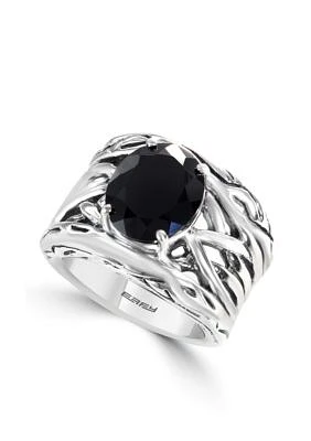 Sterling Silver Onyx Weave Band 