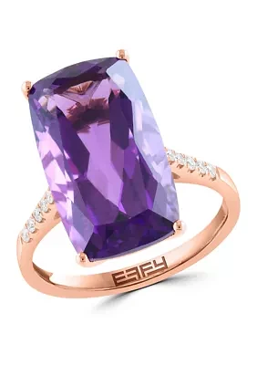 9 ct. t.w. Amethyst, 1/10 ct. t.w. Diamond Ring in 14K Rose Gold