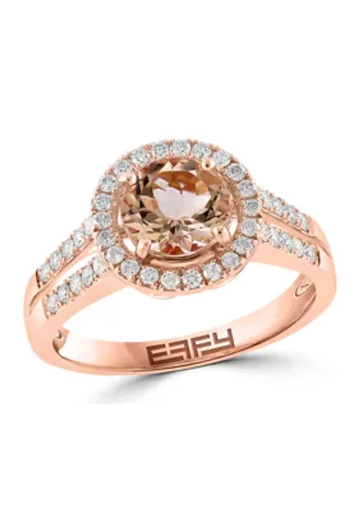 Diamond and Morganite Ring in 14K Rose Gold