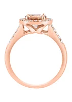 Diamond and Morganite Ring in 14K Rose Gold