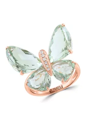 11.5 ct. t.w. Green Amethyst, 1/10 ct. t.w. Diamond Ring in 14K Rose Gold