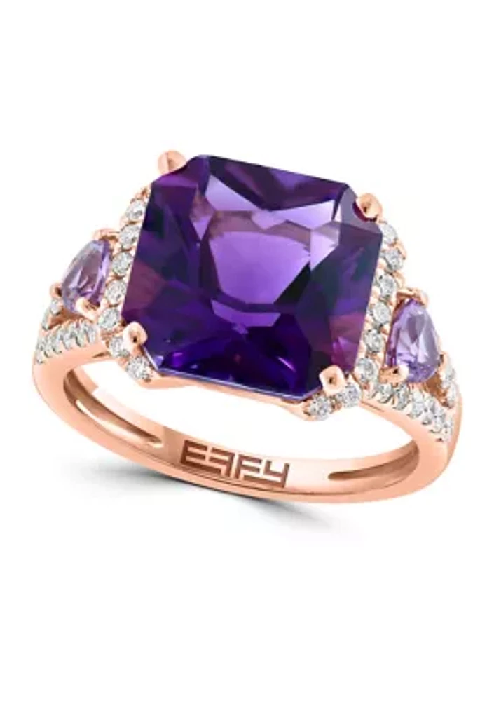 3/8 ct. t.w. Diamond, Amethyst and Pink Amethyst in 14K Rose Gold