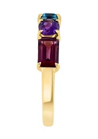 Amethyst, London Blue Topaz, Rhodolite Ring in 14K Rose Gold