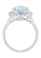 3/4 ct. t.w. Diamond, 5.5 ct. t.w. Aquamarine Ring in 14K White Gold