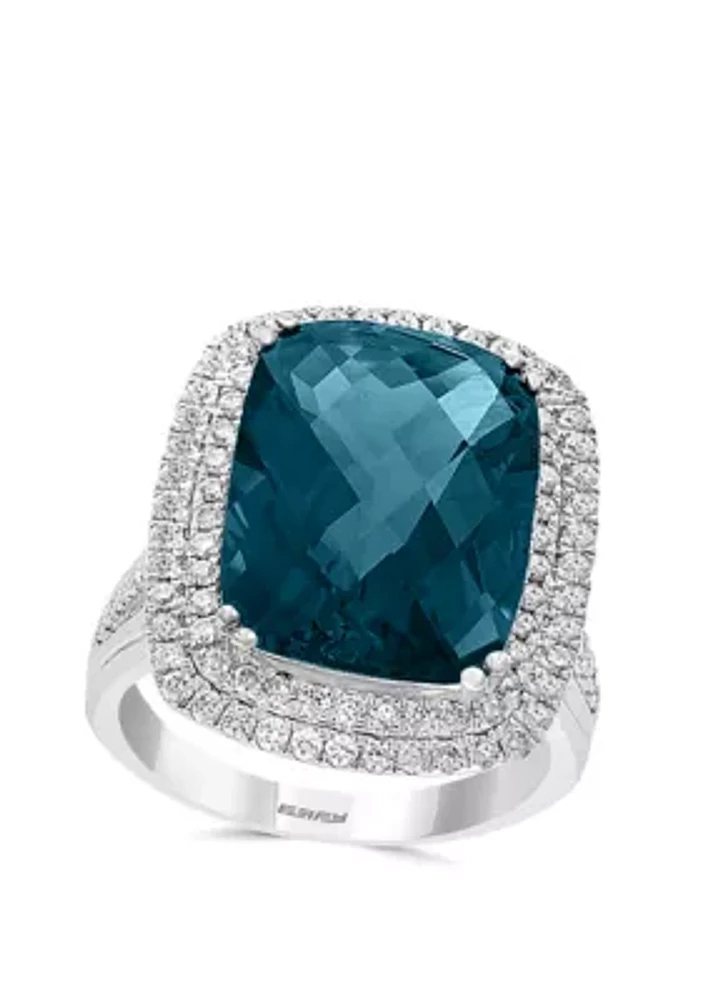 11.5 ct. t.w. Blue Topaz and 3/4 ct. t.w. Diamond Ring in 14k White Gold