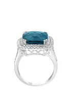 11.5 ct. t.w. Blue Topaz and 3/4 ct. t.w. Diamond Ring in 14k White Gold