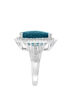 11.5 ct. t.w. Blue Topaz and 3/4 ct. t.w. Diamond Ring in 14k White Gold