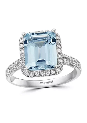 3/8 ct. t.w. Diamonds and 2.95 ct. t.w. Aquamarine Ring in 14k White Gold 