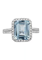 3/8 ct. t.w. Diamonds and 2.95 ct. t.w. Aquamarine Ring in 14k White Gold 