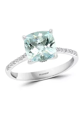 1.9 ct. t.w. Aquamarine and 1/8 ct. t.w. Diamond Ring in 14k White Gold  