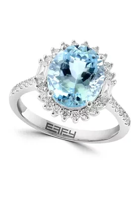 3/8 ct. t.w. Diamond, 2.85 ct. t.w. Aquamarine Ring in 14K White Gold