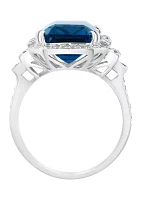 London Blue Topaz and White Sapphire Ring in 14K White Gold