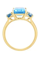 5.5 ct. t.w. Blue Topaz, London Blue Topaz, 1/10 ct. t.w. Diamond Ring in 14K Yellow Gold