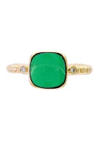 1/10 ct. t.w. Diamond and 3.15 ct. t.w. Green Jade Ring in 14K Yellow Gold 