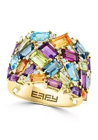 1/5 ct. t.w. Diamond and 5.26 ct. t.w. Mixed Semi Precious Stone Ring in 14K Yellow Gold