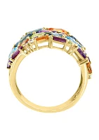 1/5 ct. t.w. Diamond and 5.26 ct. t.w. Mixed Semi Precious Stone Ring in 14K Yellow Gold