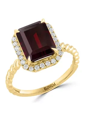 1/4 ct. t.w. Diamond and Garnet Ring in 14K Yellow Gold