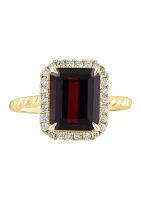 1/4 ct. t.w. Diamond and Garnet Ring in 14K Yellow Gold