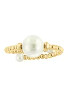 Freshwater Pearl Beaded Ring with Flexible Band in 14K Yellow Gold