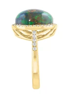 3.3 ct. t.w. Black Opal, 1/10 ct. t.w. Diamond Ring in 14K Yellow Gold