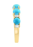 1/6 ct. t.w. Diamond, 1.3 ct. t.w. Turquoise Ring in 14K Yellow Gold